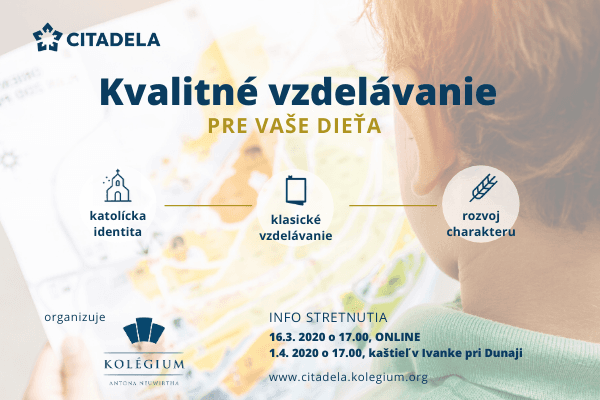 Citadela – Nový projekt klasického katolíckeho vzdelávania pre žiakov prvého stupňa